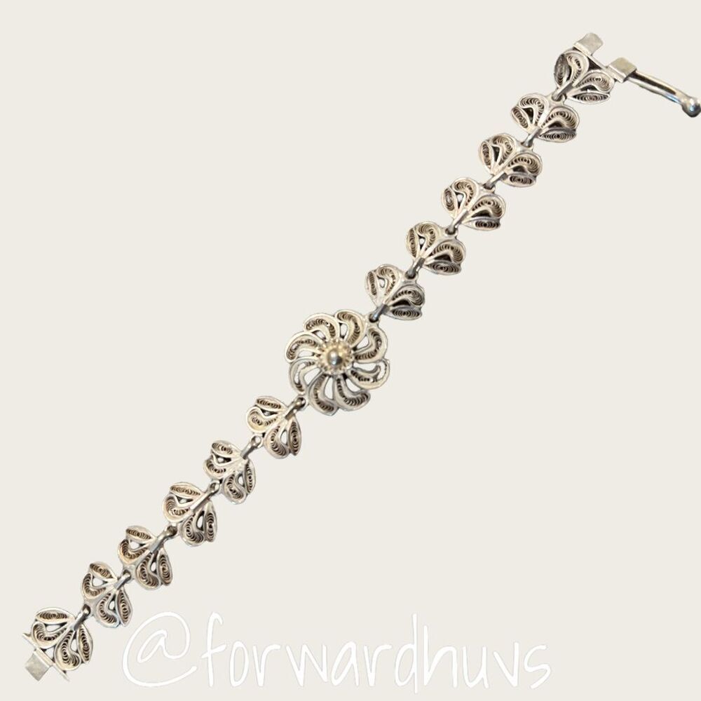 Vintage Filigree Silver Tone Bracelet - Small